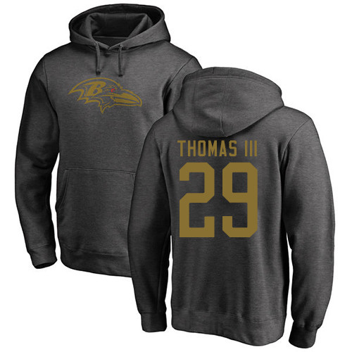 Men Baltimore Ravens Ash Earl Thomas III One Color NFL Football #29 Pullover Hoodie Sweatshirt->baltimore ravens->NFL Jersey